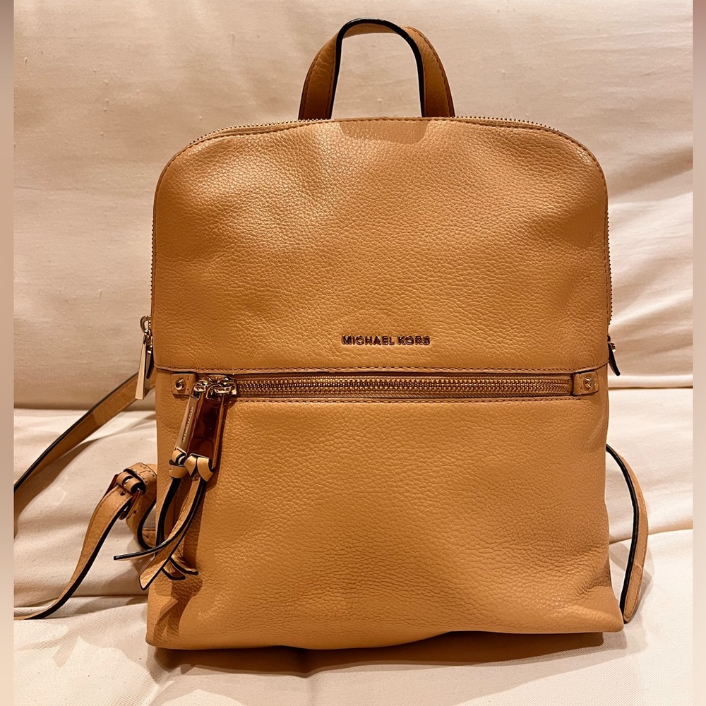 Michael Kors Rhea Zip Medium Slim Backpack, Camel
